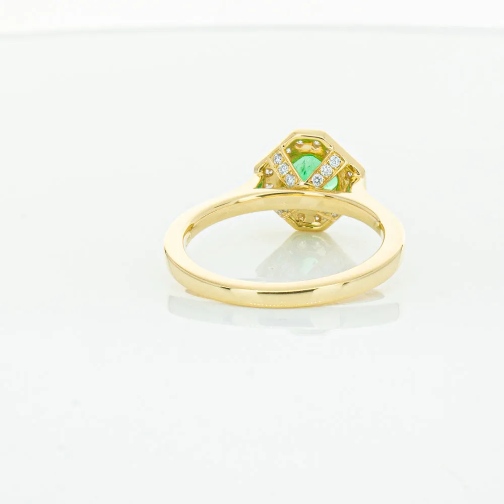 18ct Yellow Gold .84ct Emerald & Diamond Ring