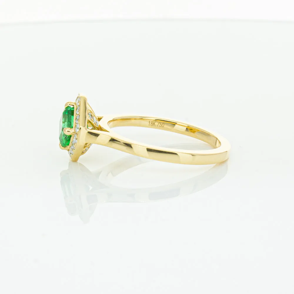 18ct Yellow Gold .84ct Emerald & Diamond Ring