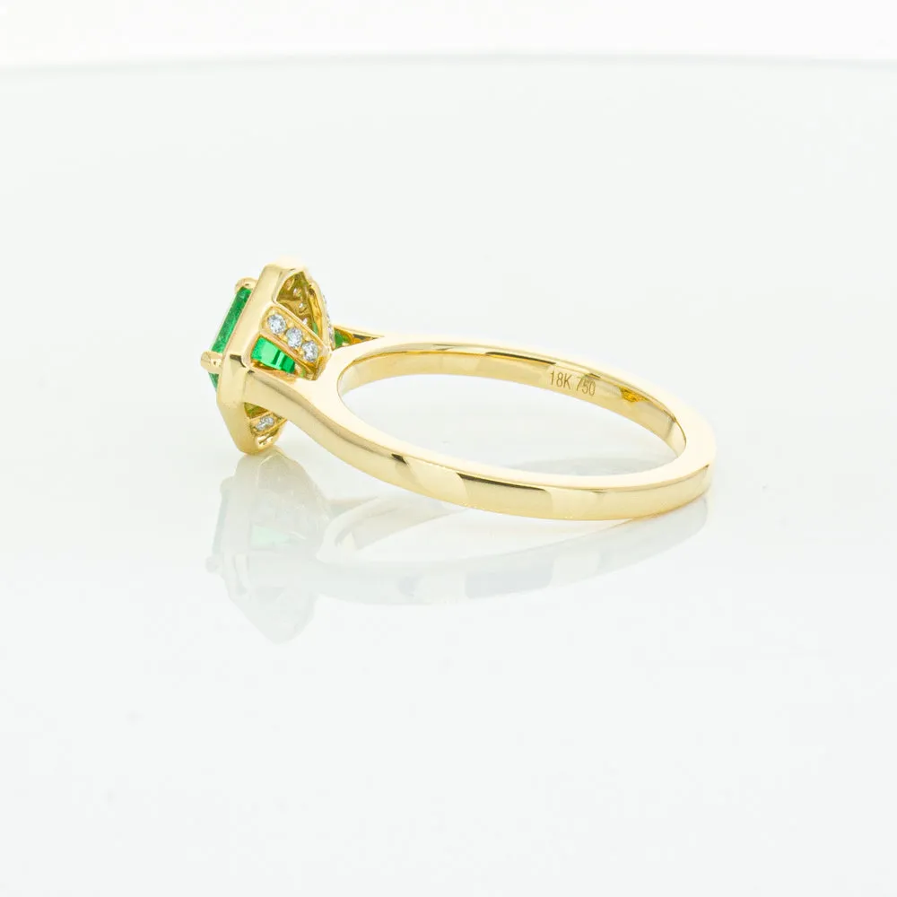 18ct Yellow Gold .84ct Emerald & Diamond Ring