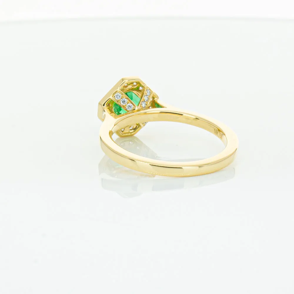 18ct Yellow Gold .84ct Emerald & Diamond Ring