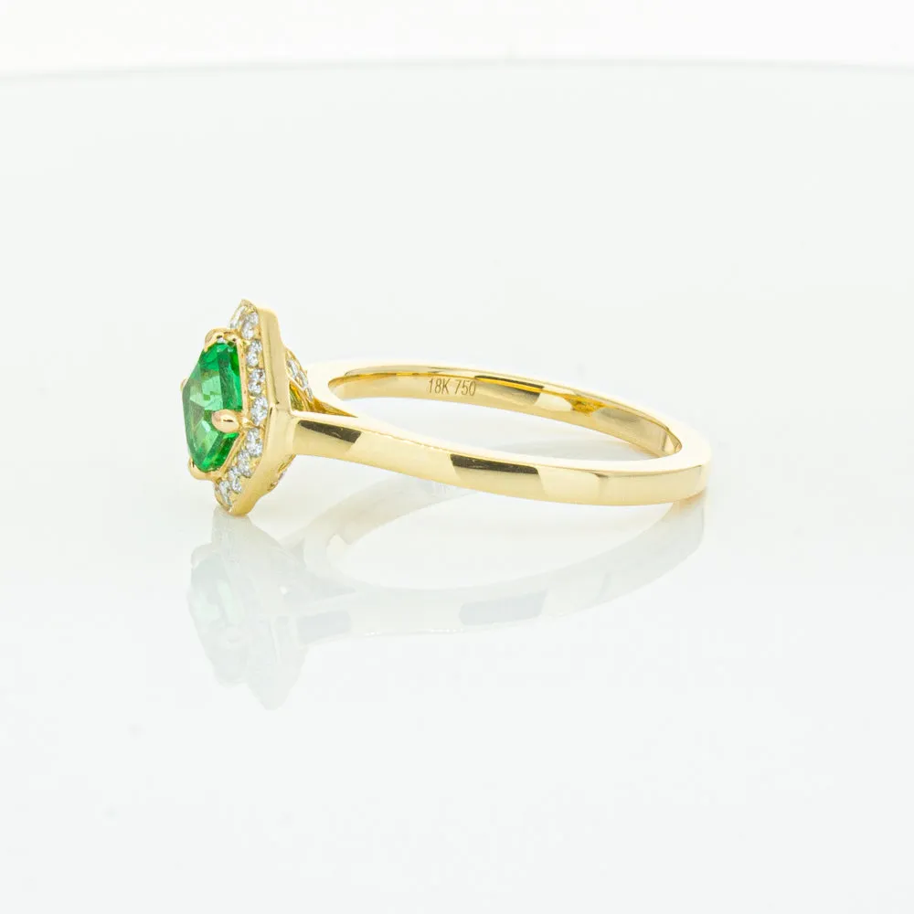 18ct Yellow Gold .84ct Emerald & Diamond Ring
