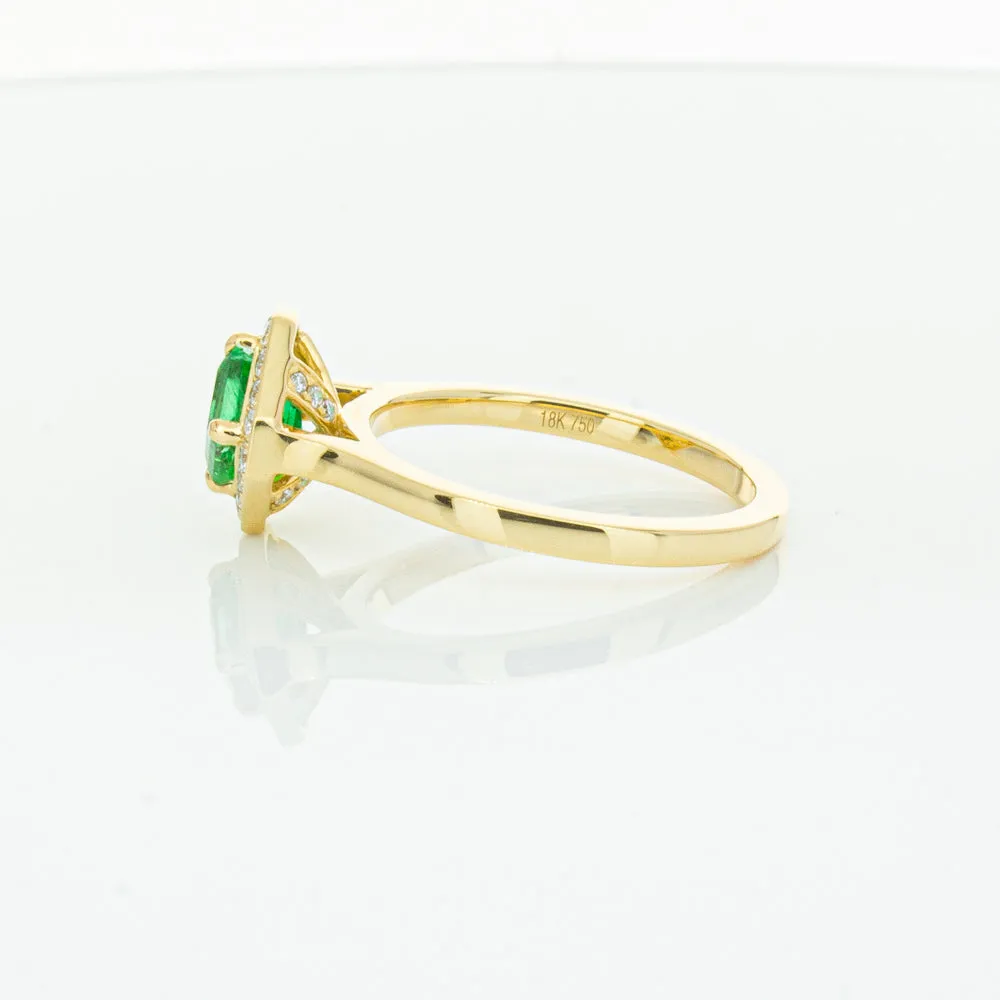 18ct Yellow Gold .84ct Emerald & Diamond Ring