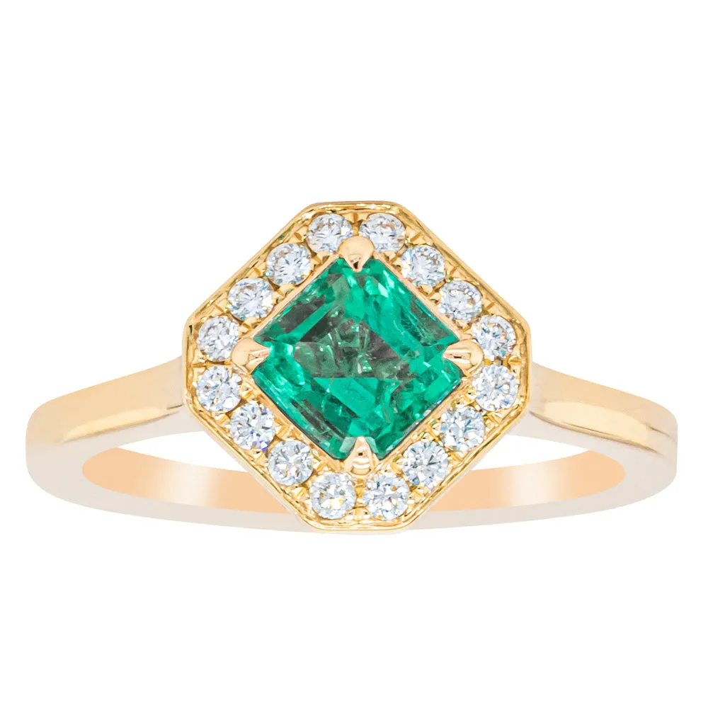 18ct Yellow Gold .84ct Emerald & Diamond Ring