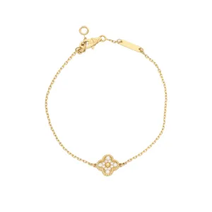 18ct Yellow Gold Diamond Flower Bracelet