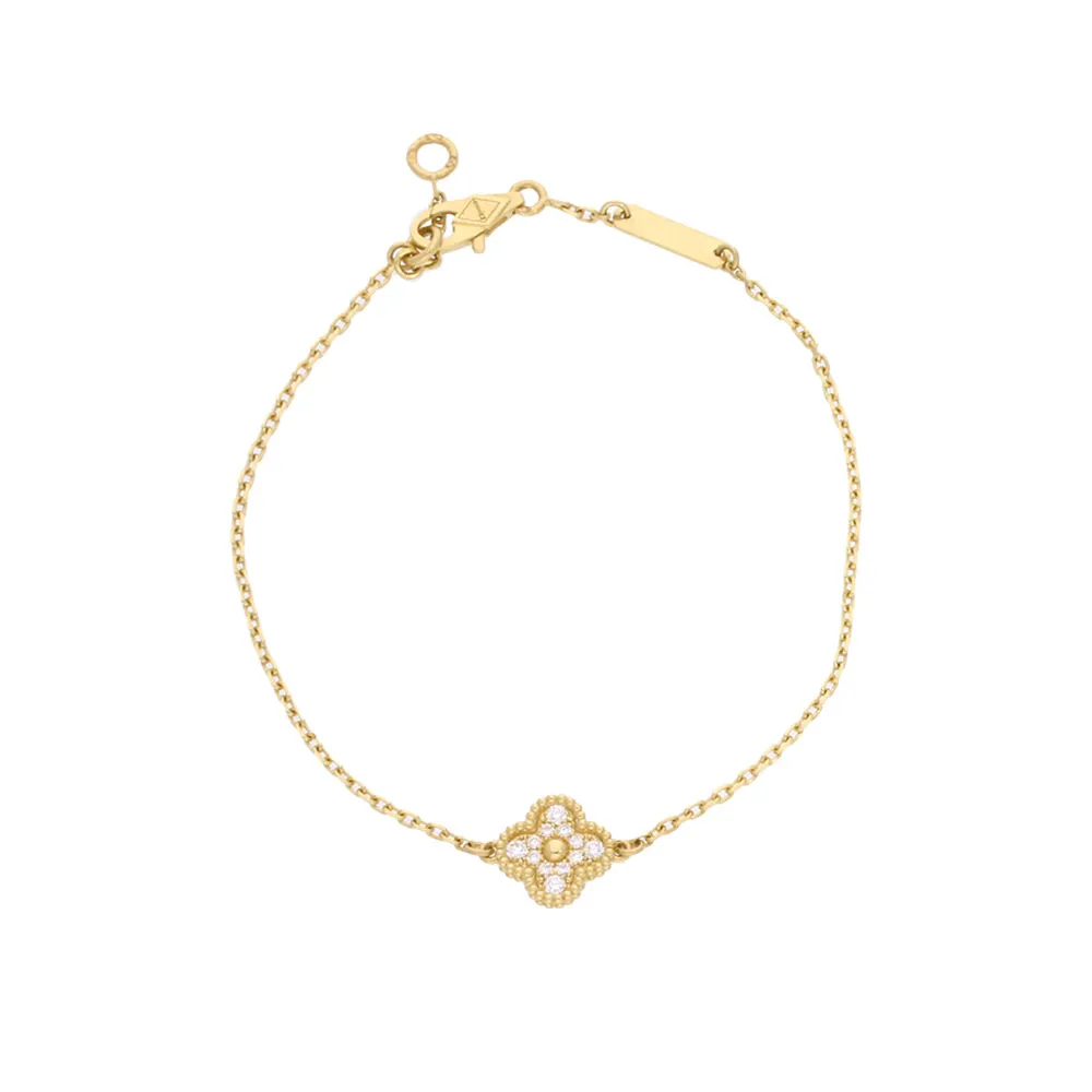18ct Yellow Gold Diamond Flower Bracelet