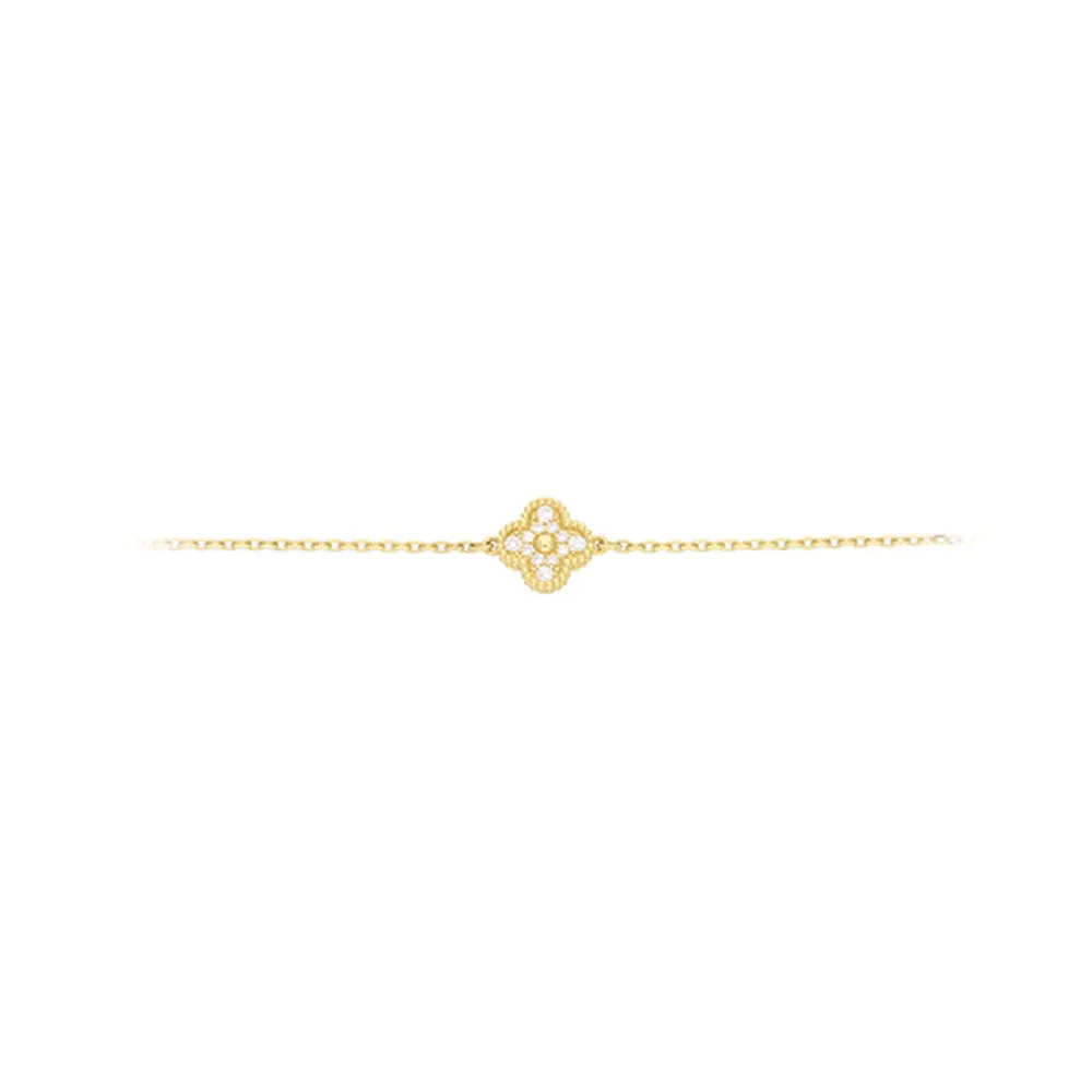 18ct Yellow Gold Diamond Flower Bracelet