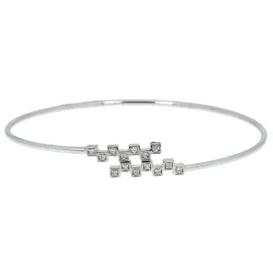 18K White Gold & 0.12 ct Diamond Bangle (3.9 grams)