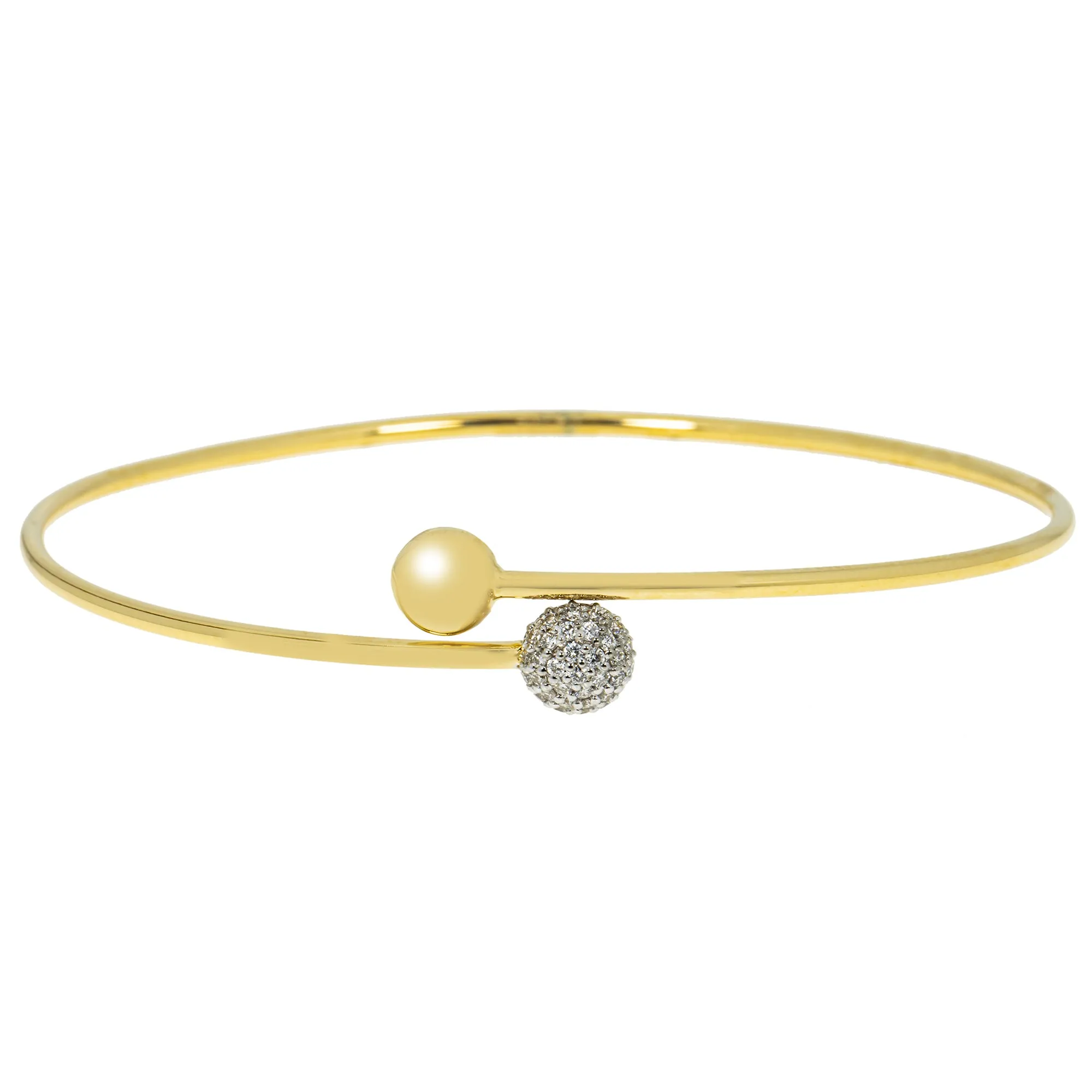 18K Yellow Gold & 0.23 ct Diamond Bangle (3.72 grams)