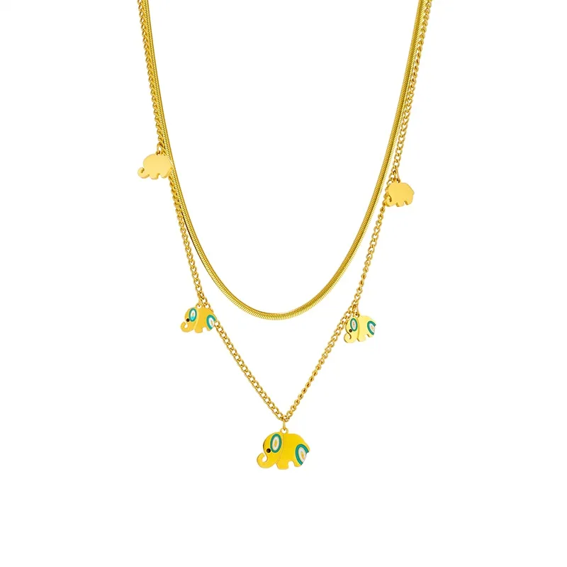 316L Stainless Steel Cute Elephant Pendant Necklace For Women