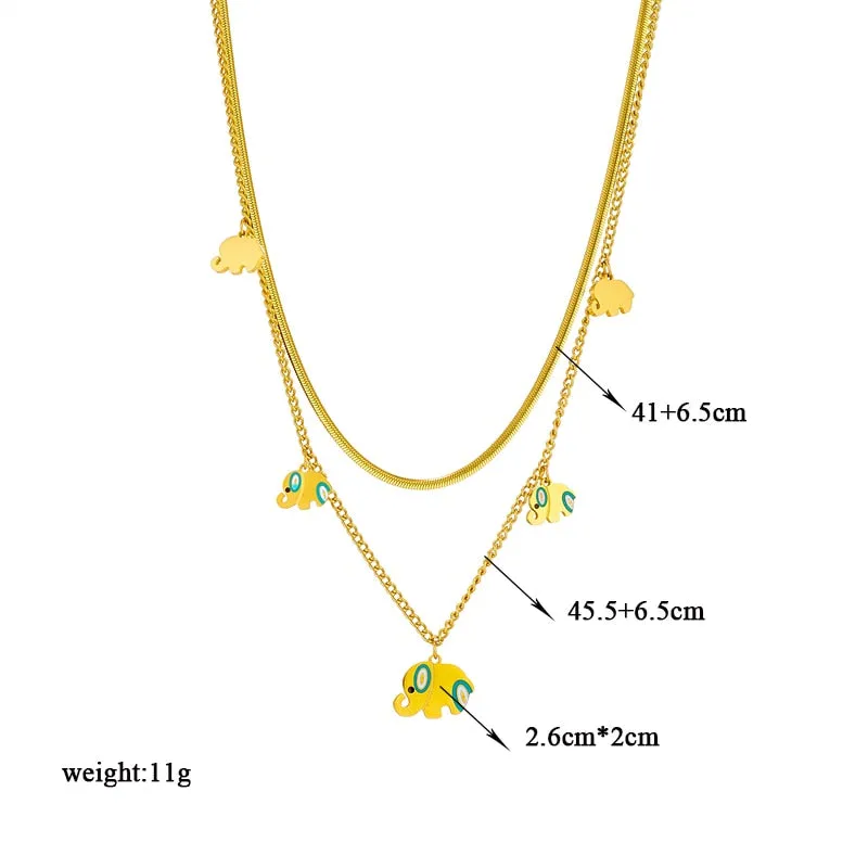 316L Stainless Steel Cute Elephant Pendant Necklace For Women