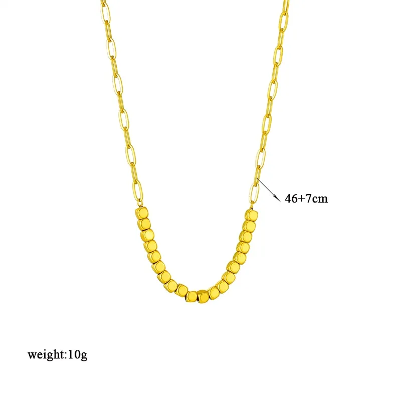 316L Stainless Steel Gold Color Geometric Cube Chains Necklace For Women