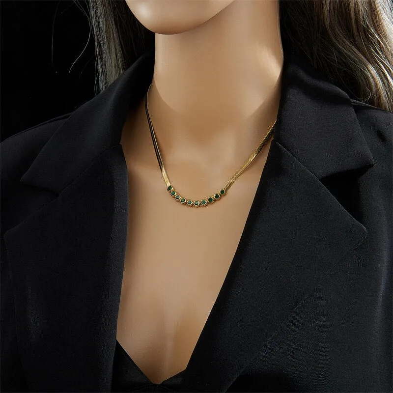 316L Stainless Steel Gold Color Zircon Necklace For Women