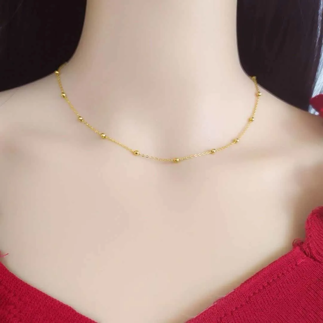 316L Stainless steel gold colour Ball pendant Necklace