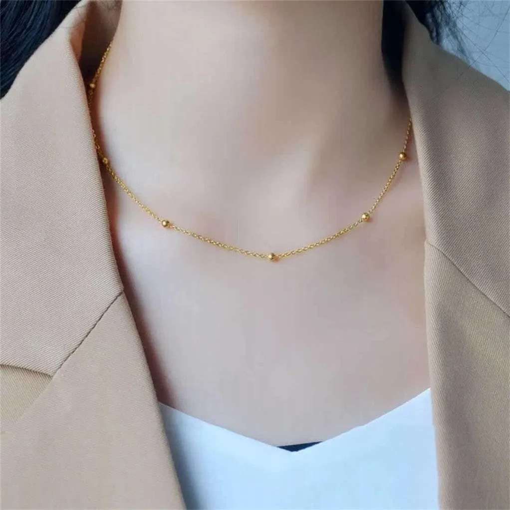 316L Stainless steel gold colour Ball pendant Necklace