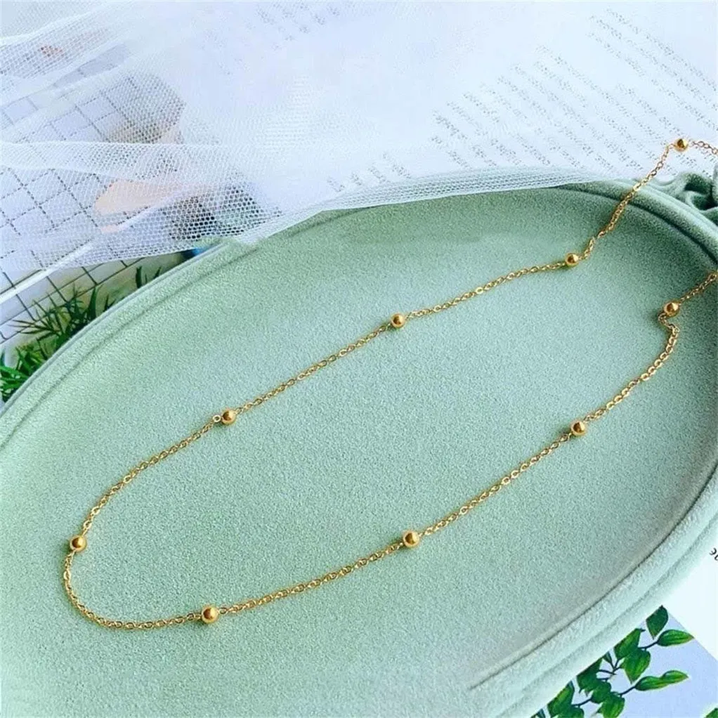 316L Stainless steel gold colour Ball pendant Necklace