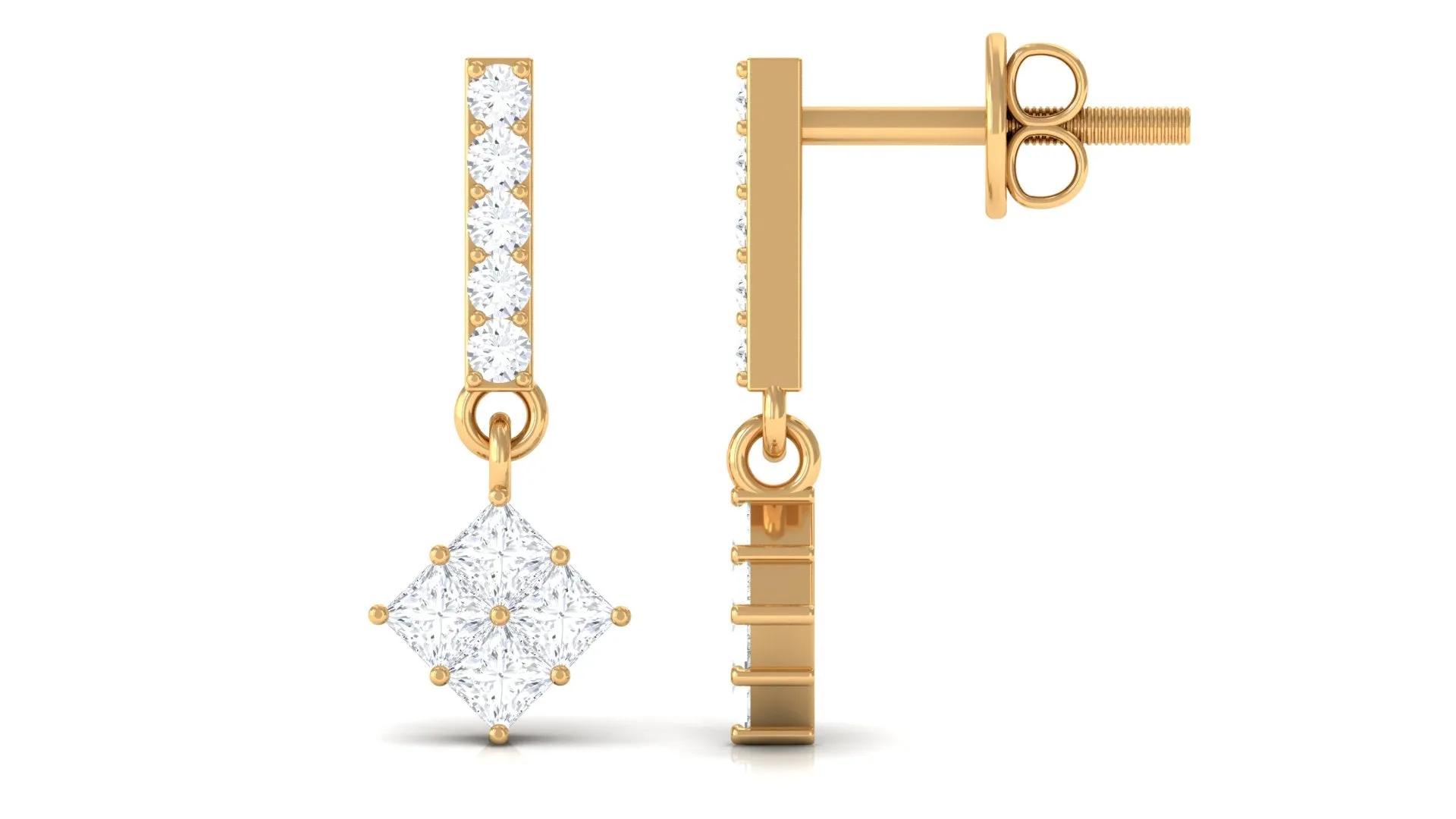 3/4 CT Contemporary Moissanite Dangle Earrings