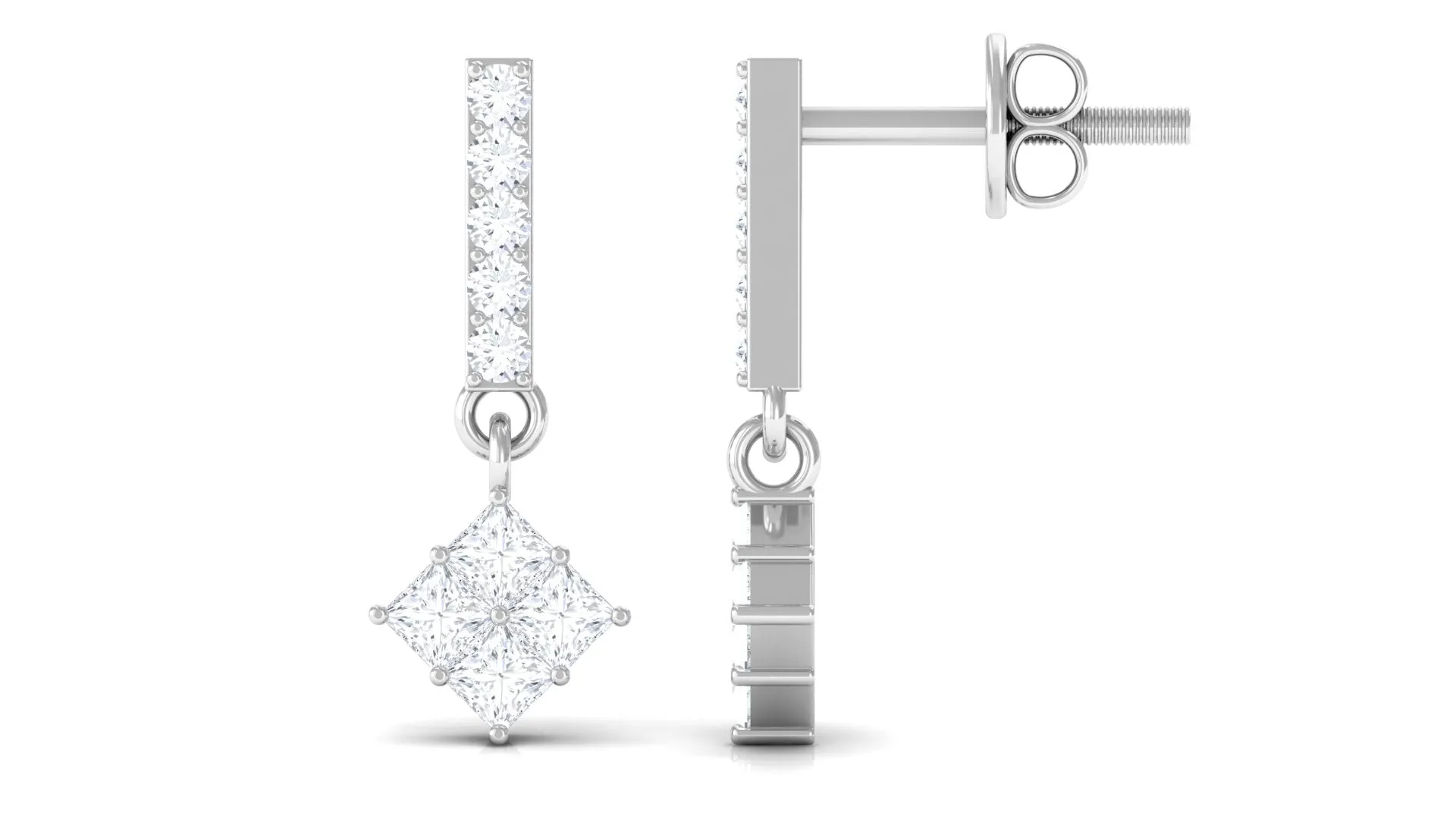 3/4 CT Contemporary Moissanite Dangle Earrings