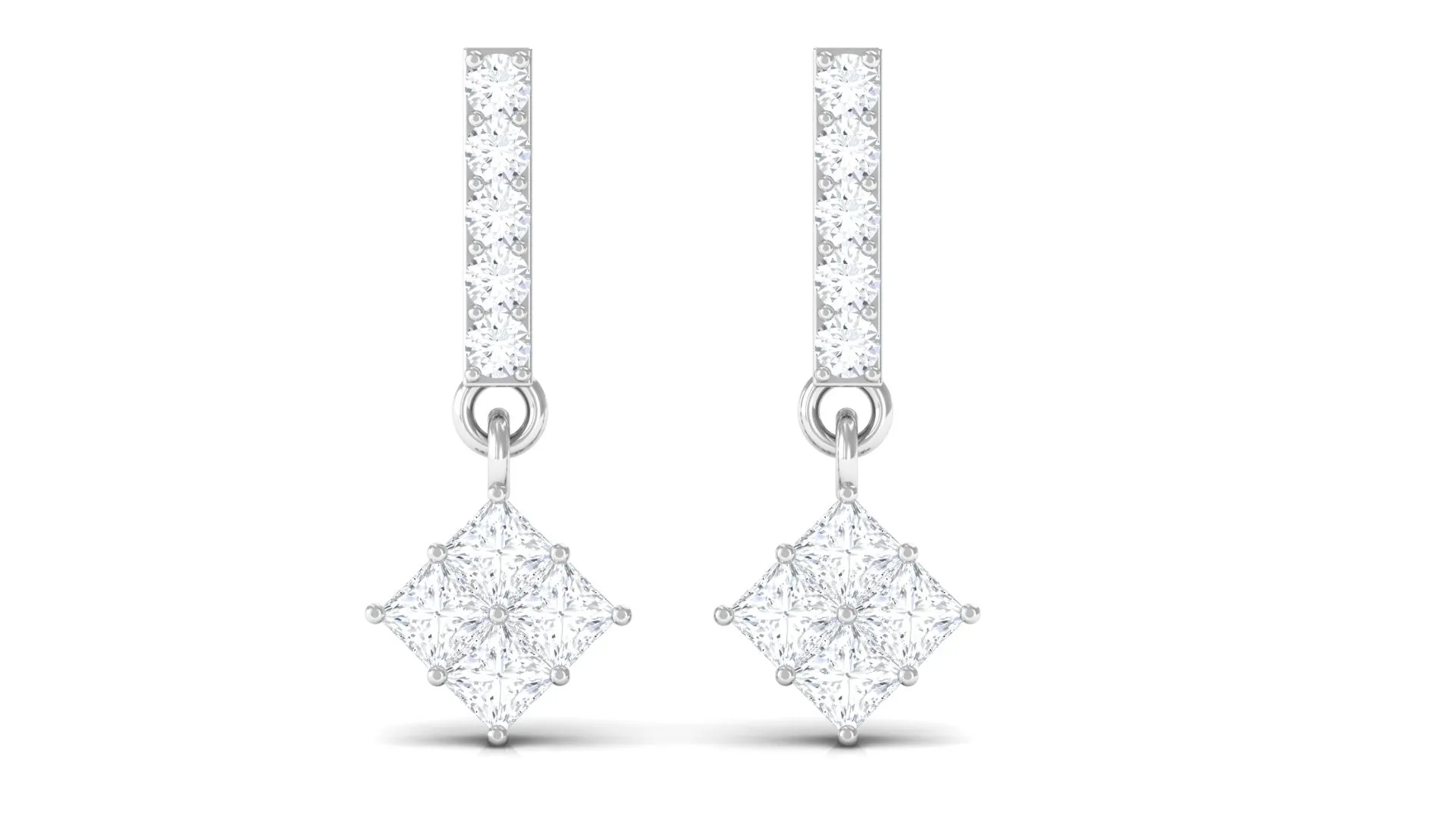 3/4 CT Contemporary Moissanite Dangle Earrings