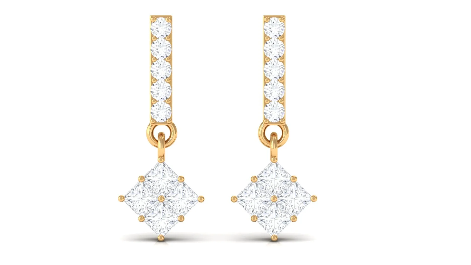 3/4 CT Contemporary Moissanite Dangle Earrings