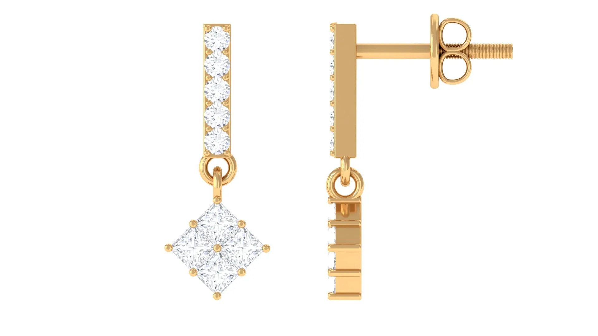 3/4 CT Contemporary Moissanite Dangle Earrings