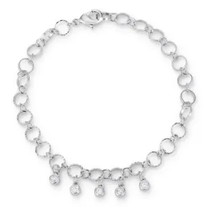 .55 Ct Stunning 8" Rhodium Bracelet with CZ Charms