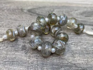 Abalone Gray Gold Lampwork Beads Set SRA