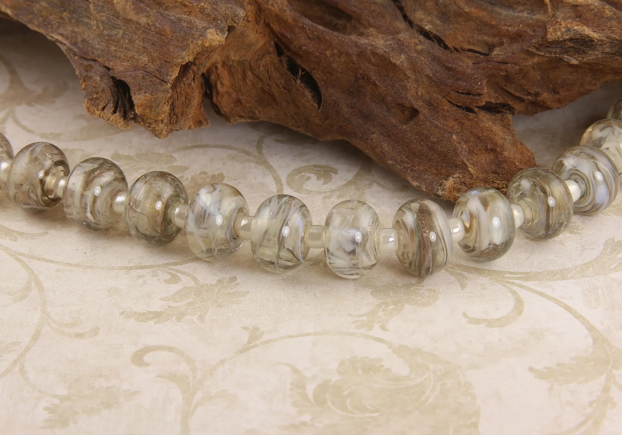 Abalone Gray Gold Lampwork Beads Set SRA
