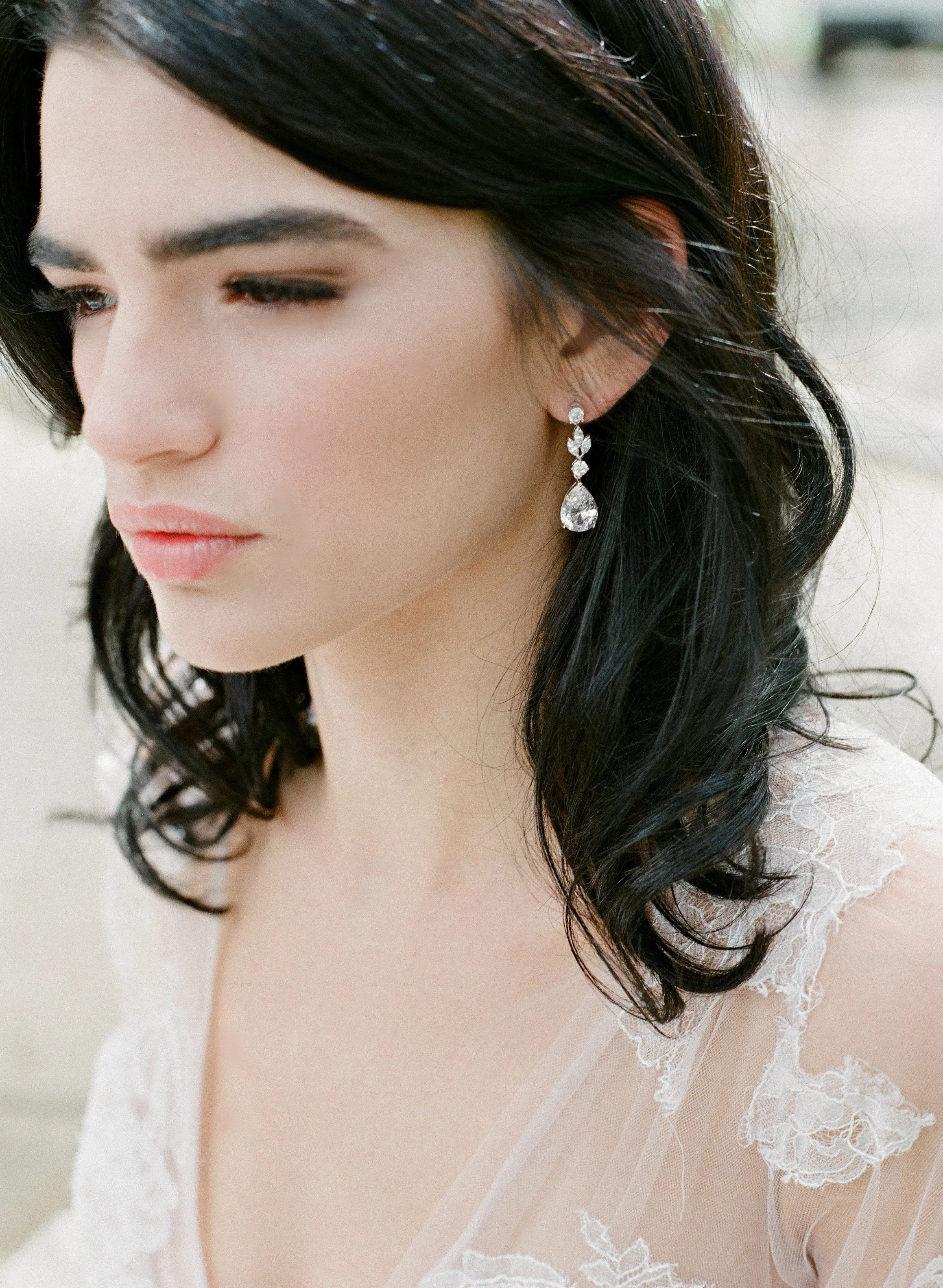ADELIE Rose Gold Simulated Diamond Necklace and Earrings Set