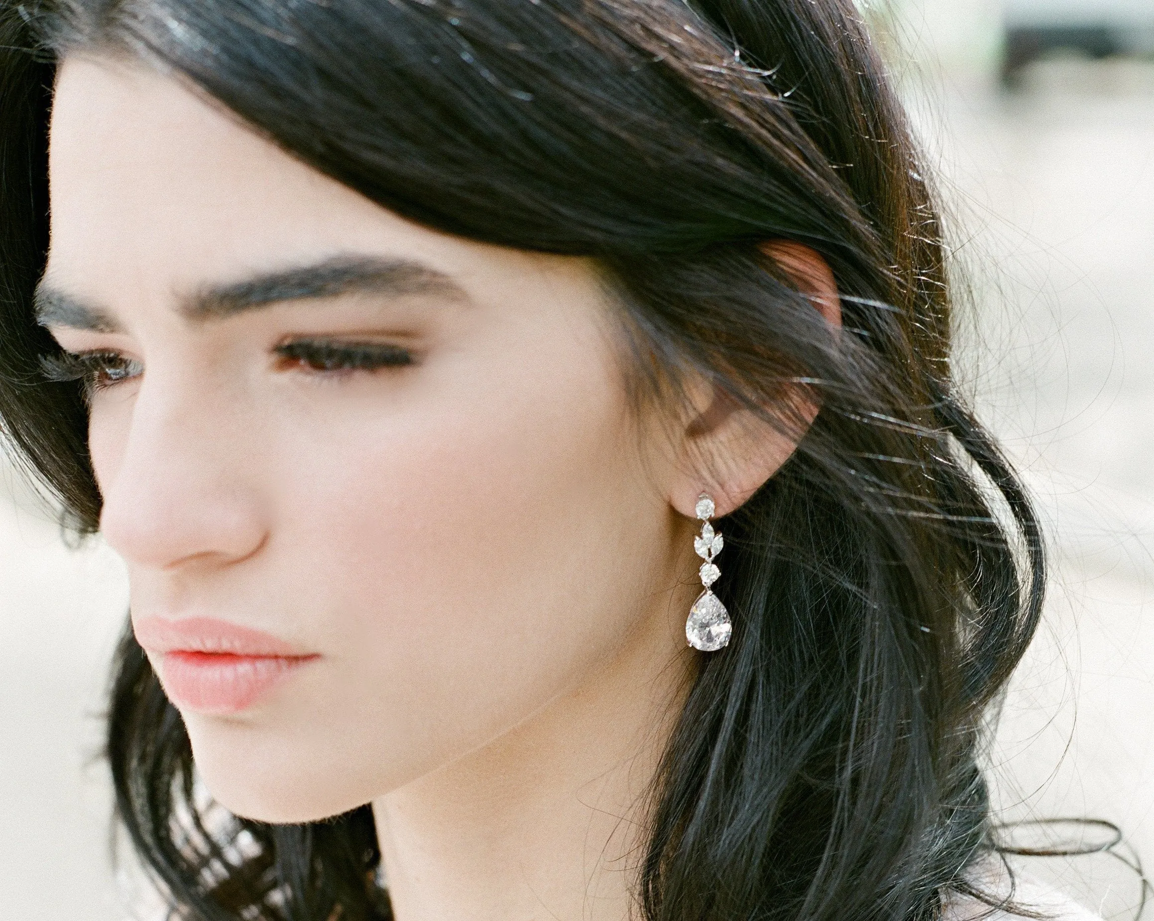 ADELIE Rose Gold Simulated Diamond Necklace and Earrings Set