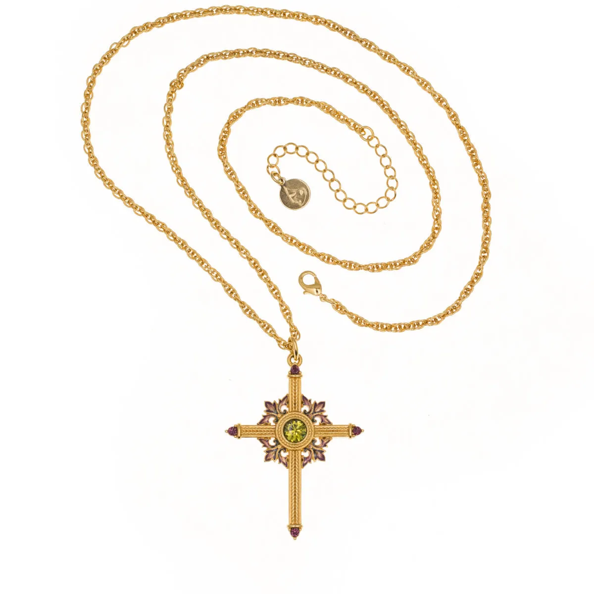 Agape - Queen Tamar Mlke Long Cross Necklace in Color