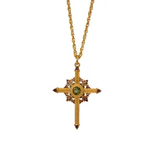 Agape - Queen Tamar Mlke Long Cross Necklace in Color