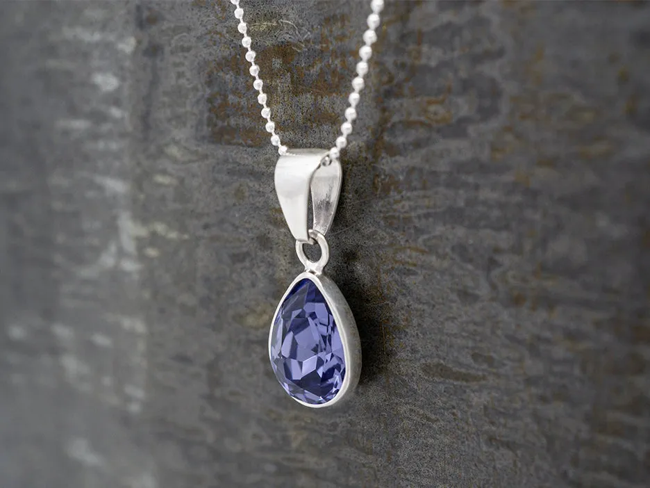 Amethyst Purple Crystal Teardrop Pendant