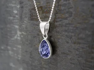 Amethyst Purple Crystal Teardrop Pendant