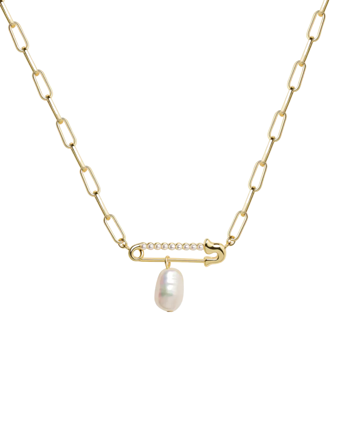 Anna Pearl Paper Clip Chain Necklace