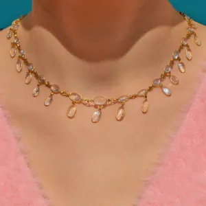 Antique 9ct Gold Moonstone Fringe Necklace, 24.40ct
