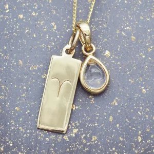 Aries Star Sign and April Birthstone Necklace