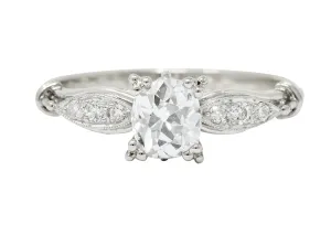 Art Deco 0.75 CTW Diamond Platinum Engagement Ring GIA