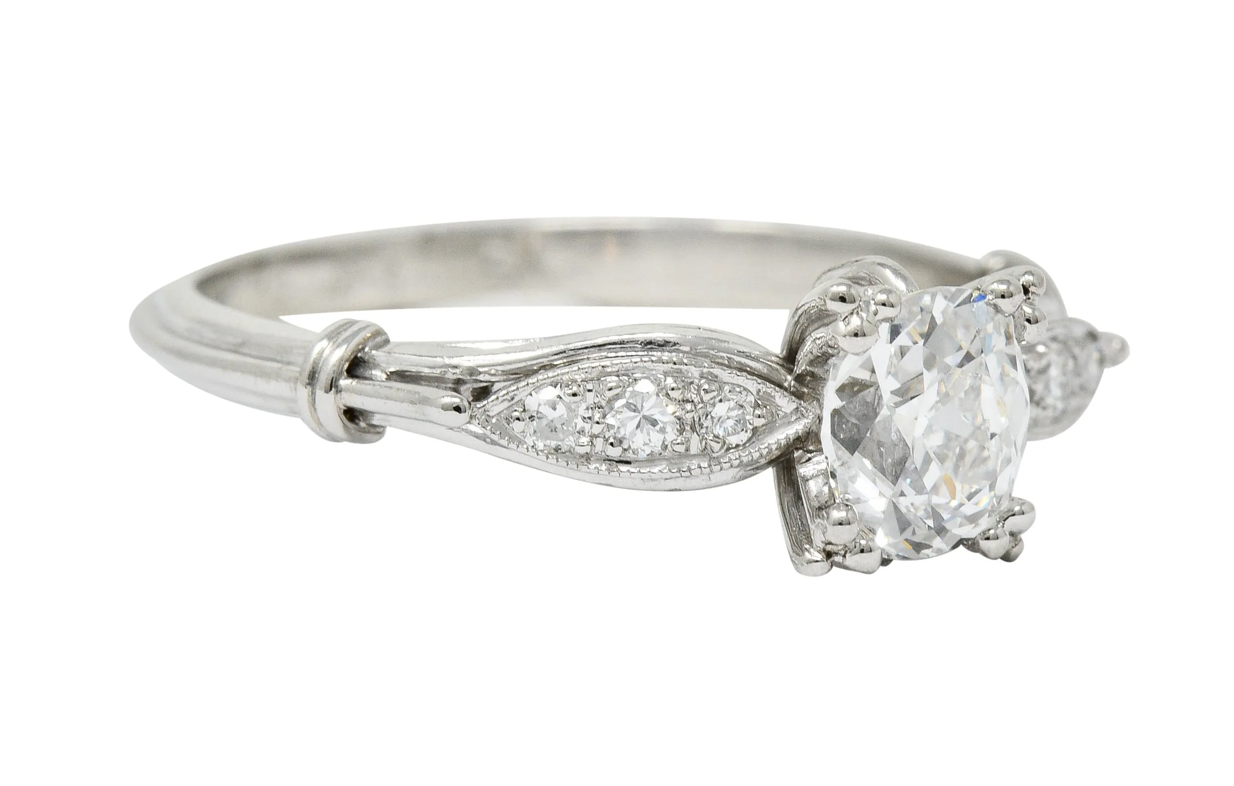 Art Deco 0.75 CTW Diamond Platinum Engagement Ring GIA
