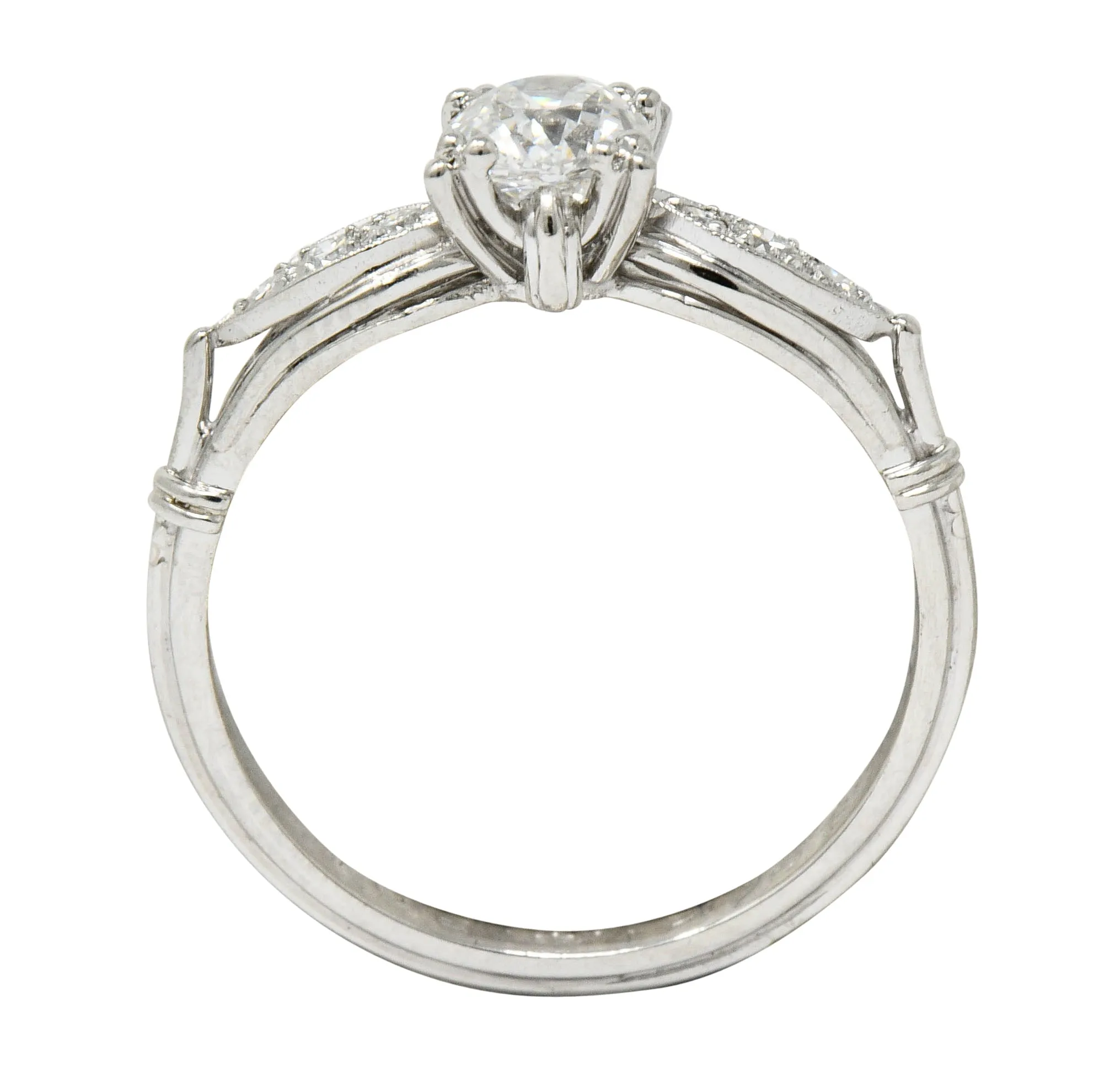 Art Deco 0.75 CTW Diamond Platinum Engagement Ring GIA