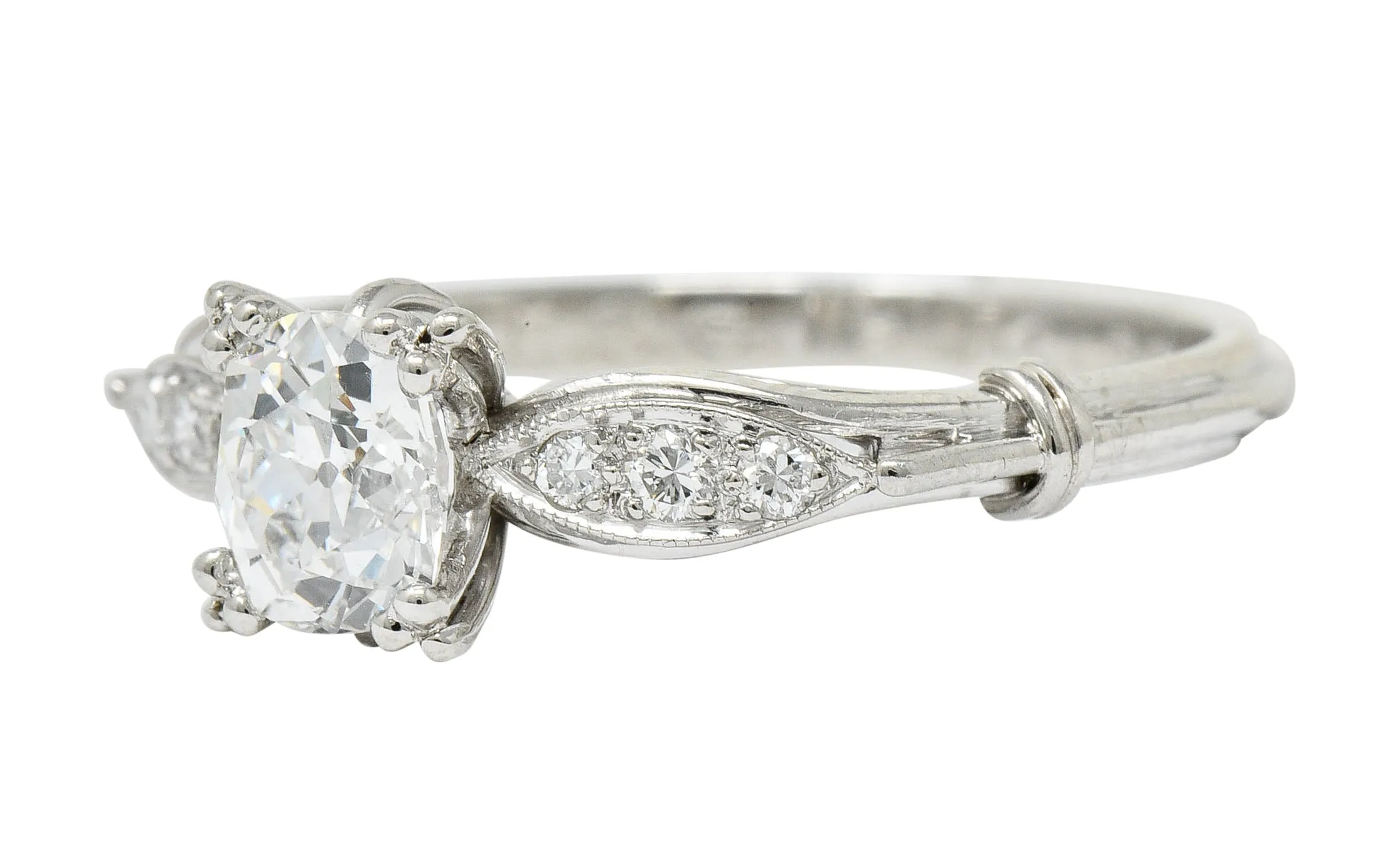 Art Deco 0.75 CTW Diamond Platinum Engagement Ring GIA