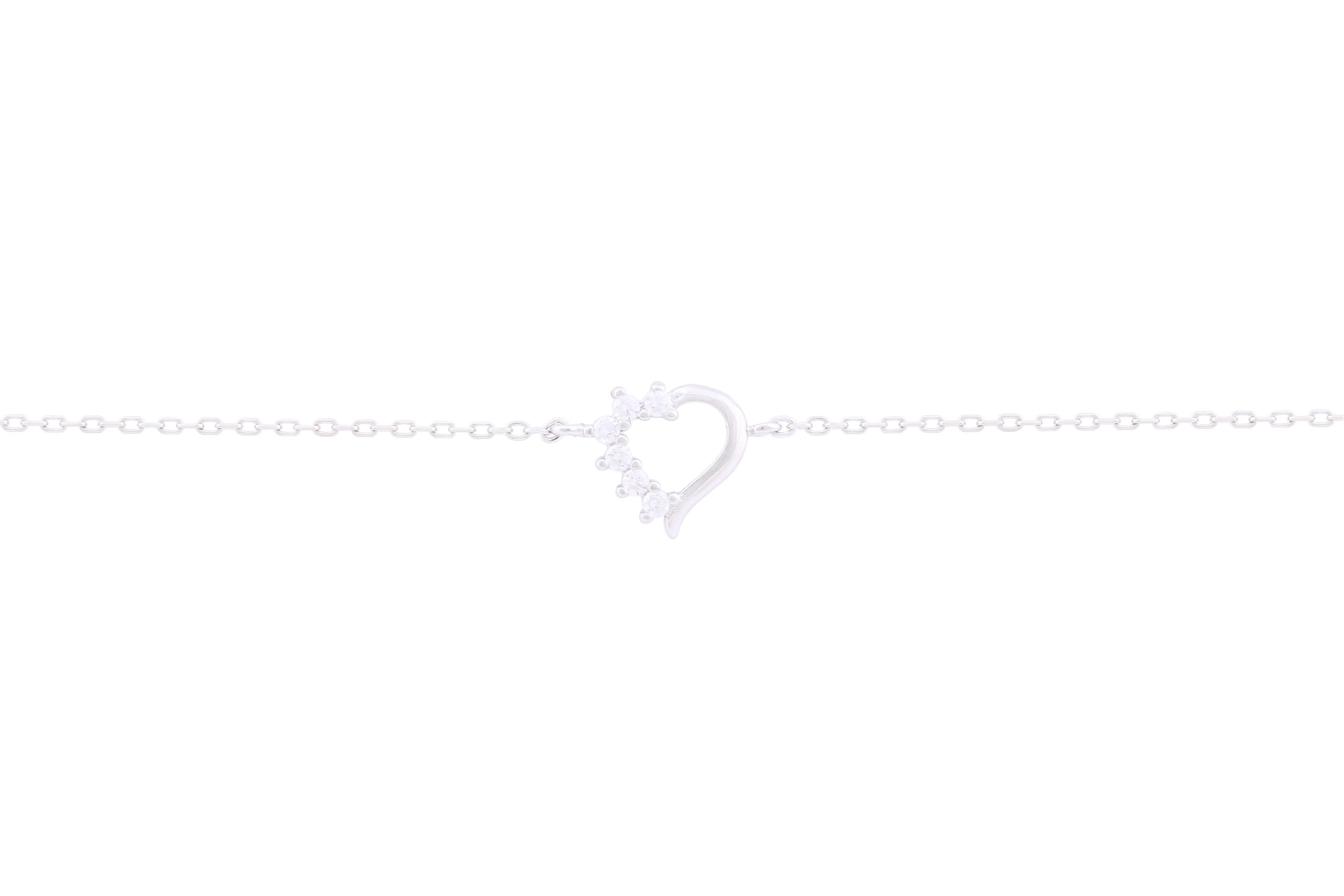 Asfour 925 Sterling Silver Heart Bracelet Inlaid With Zircon Stones BR0480