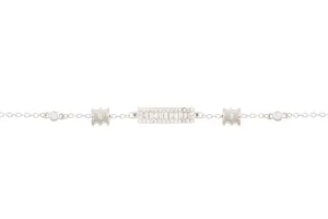 Asfour Chain Bracelet With Zircon Bar Design In 925 Sterling Silver BR0487