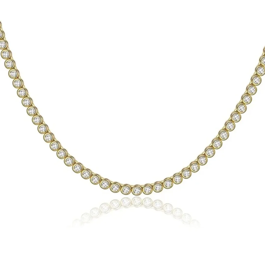 Bezel Set Tennis Necklace Zirconite Sterling Silver. 602N50230