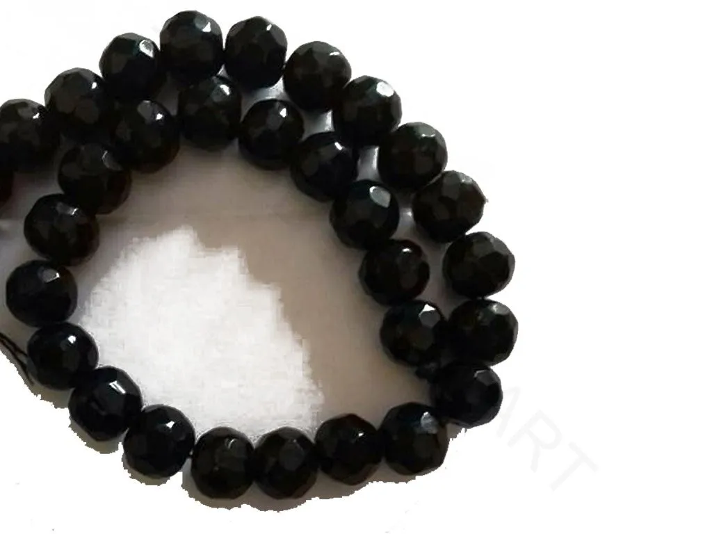 Black Faceted Circular Agate Stones