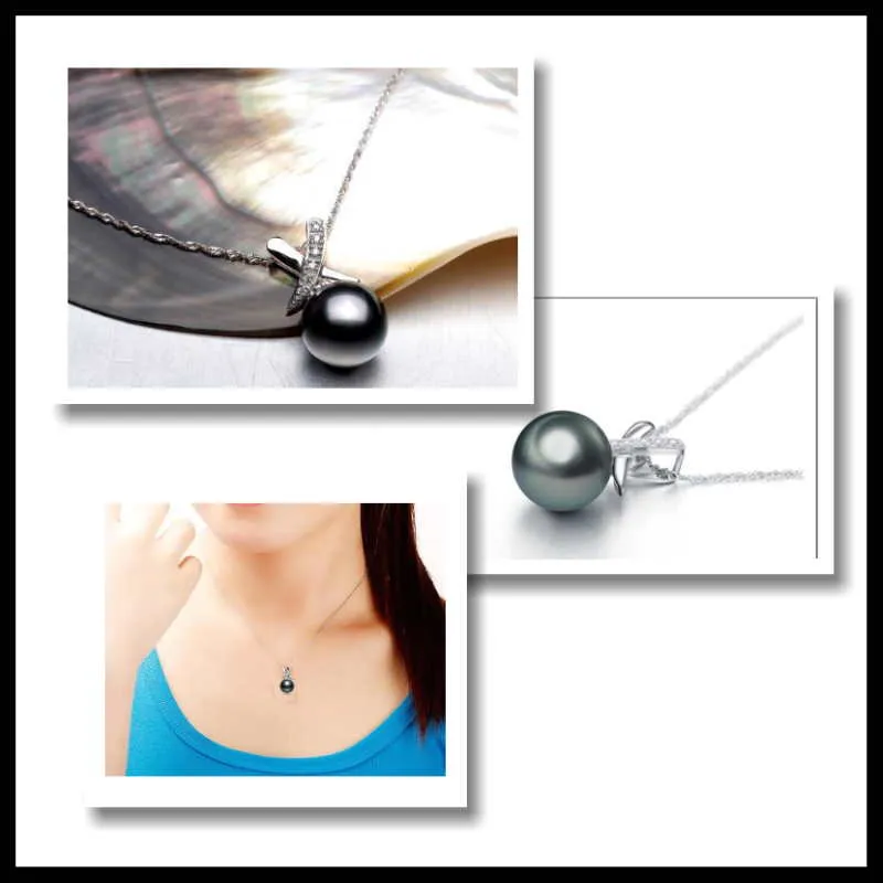 Black Pearl Necklace for Women- Sterling Silver
