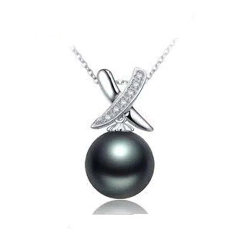 Black Pearl Necklace for Women- Sterling Silver