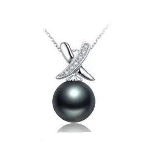 Black Pearl Necklace for Women- Sterling Silver
