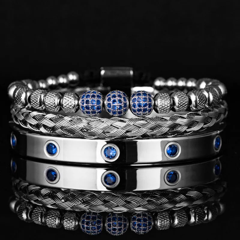Blue Crown Royal Men's Bracelets Set | Popular Male Apparel and Accessories