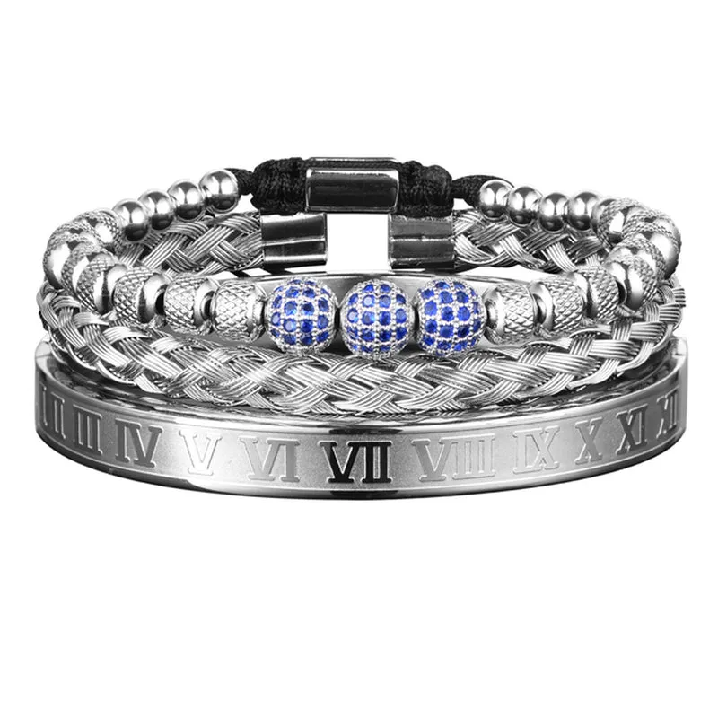 Blue Crown Royal Men's Bracelets Set | Popular Male Apparel and Accessories