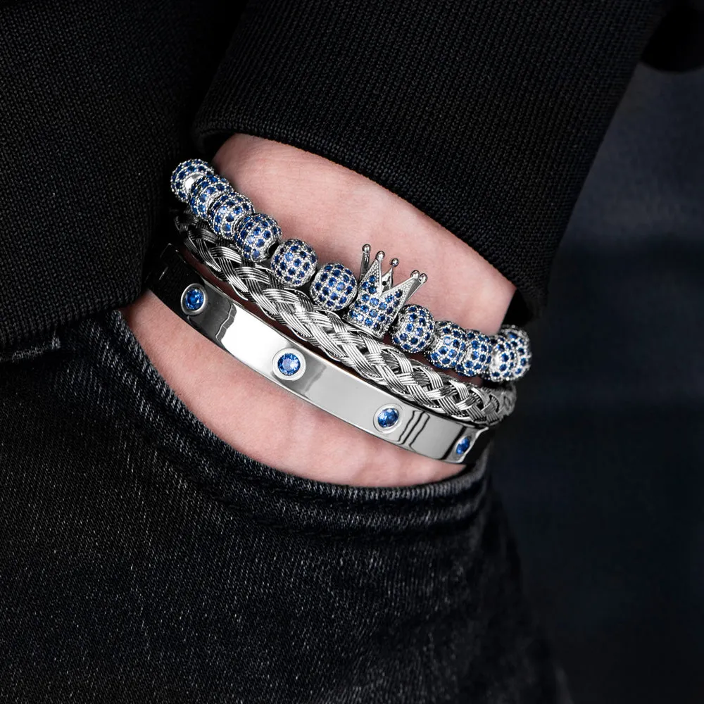 Blue Crown Royal Men's Bracelets Set | Popular Male Apparel and Accessories